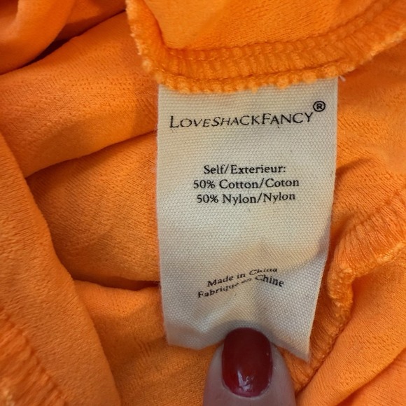 LoveShackFancy Bartlette Dress Small Tangerine Orange Textured Mini Sundress - Picture 10 of 11